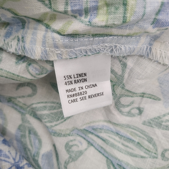 RACHEL ROY Linen Blend Lightweight Button Down Shirt Tropical Leaf Print 1X NWT - Picture 7 of 10